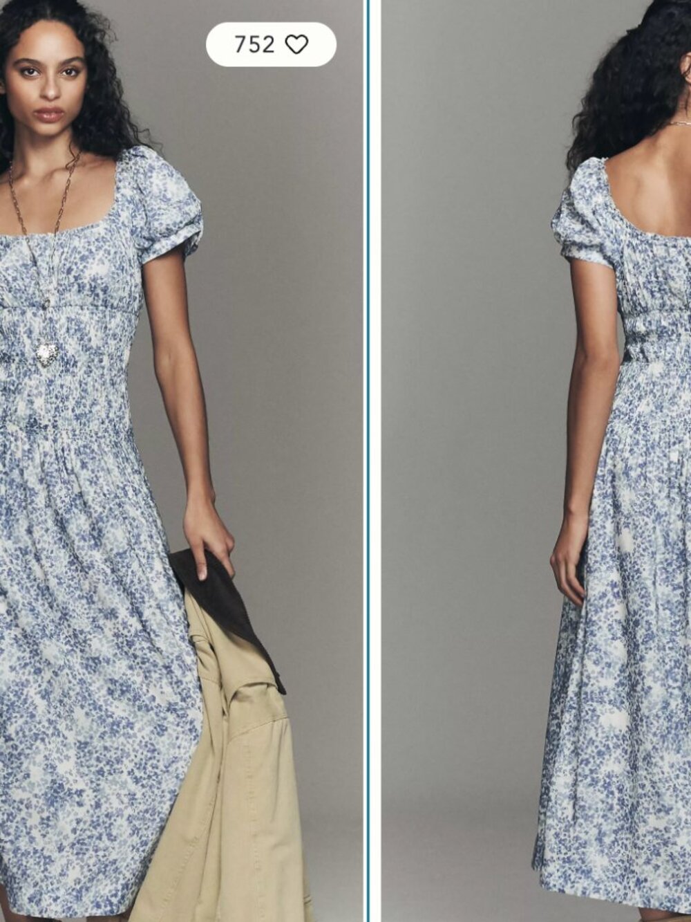 Reformation Riva Smocked Puff Sleeve Midi Dress - Picture 1 of 4